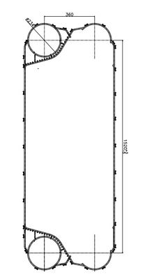 Centre to centre dimension  1520*360mm Plate Heat Exchanger Gasket RX50