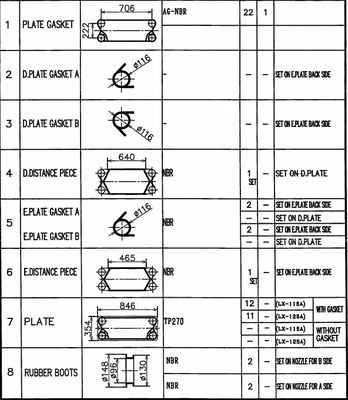 Hisaka Plate Type Heat Exchanger Gasket LX10 For Shipbuilding